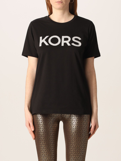 Michael Michael Kors T-shirt In Cotton Jersey With Logo In Black Silver