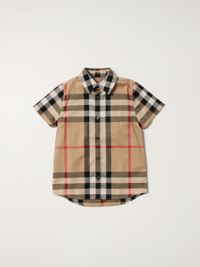 Burberry Kids' Boy's Owen Vintage Check Short-sleeve Shirt In Beige