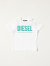 Diesel Babies' Cotton T-shirt With Logo In White