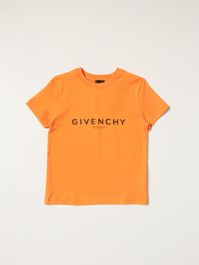 Givenchy Kids' Cotton T-shirt With Logo In Orange