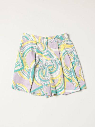Emilio Pucci Kids' Abstract Print Shorts In Violet