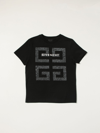 Givenchy Kids' Boy's Short-sleeve T-shirt With 4g Logo On Front In Black