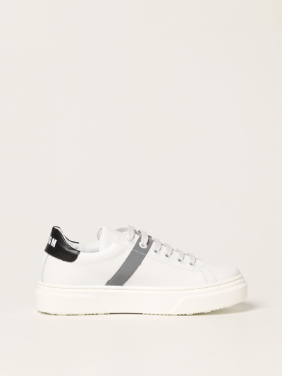 Msgm Kids' Leather Sneakers In White