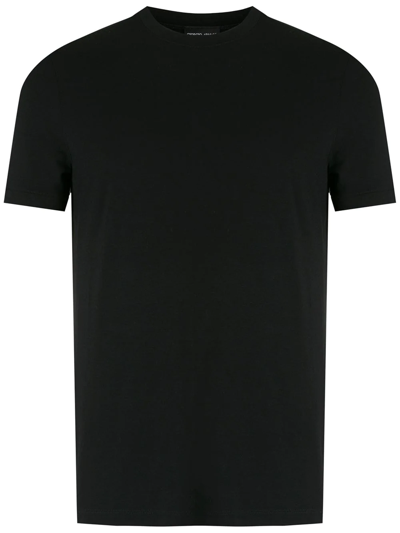 Giorgio Armani Official Store Stretch Viscose Bamboo Jersey T-shirt With Ga Embroidery In Black