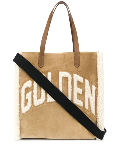 Golden Goose North-south California Suede Tote Bag In Neutrals