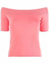 Alexander Mcqueen Cold-shoulder Knitted Top In Coral Red
