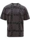 Jw Anderson All-over Logo Print Grey T-shirt In Black