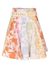 Zimmermann Postcard High-rise Linen Miniskirt In Spliced Tonal Floral