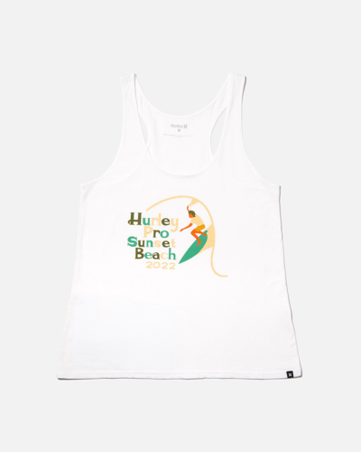 Hybrid Apparel Women's Hurley Pro Sunset Beach Surf Perfect Tank Top In White