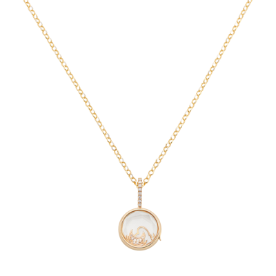 Loquet To The Moon And Back Necklace In Yellow Gold,white Diamonds
