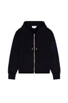 Thom Browne Three Striped Zip-front Hoodie In Navy