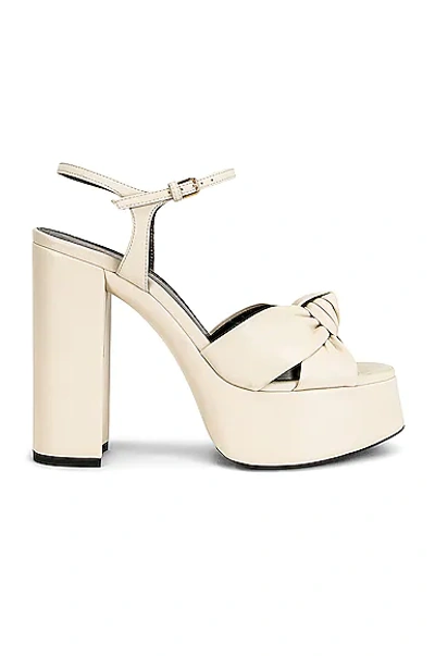 Saint Laurent Bianca Knotted Linen Platform Sandals In White