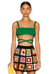 Alanui Caribbean Vibes Crochet Knit Top In Emerald Green