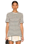 Jil Sander Black And White Knitted Striped T-shirt In Cotton Woman In Open Grey