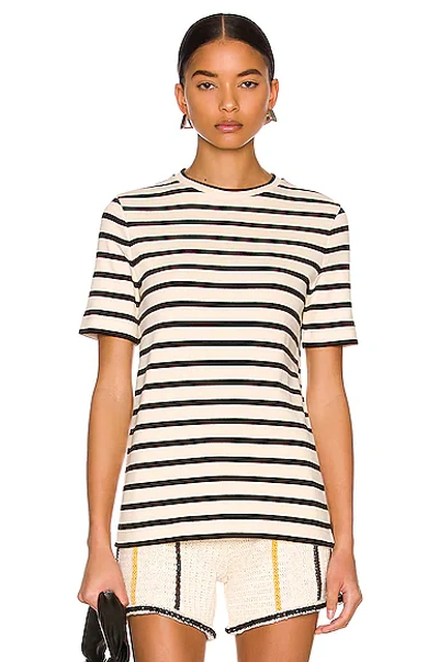 Jil Sander Knitted Striped T-shirt In Black,white