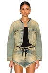 Maison Margiela Blue Cropped Denim Jacket In Dirty Denim