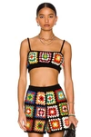 Alanui Positive Vibes Hand-crochet Bralette In Embassy Black