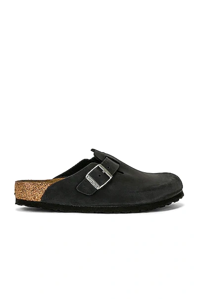 Birkenstock Boston Oiled Leather Sandals In Black