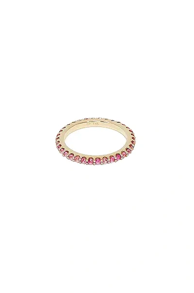 Fry Powers Pave Gem Stacking Ring In Fuchsia Sapphire & 14k Rose Gold