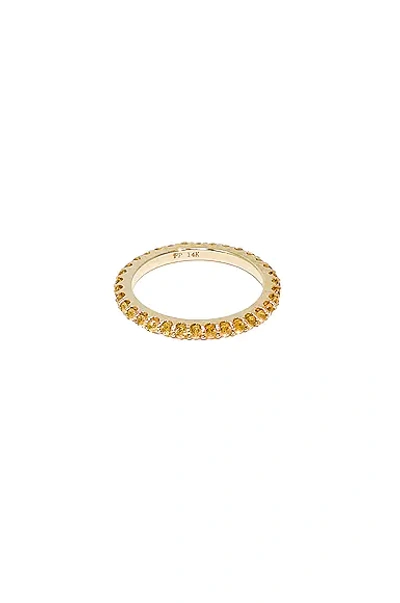 Fry Powers Pave Gem Stacking Ring In Yellow Sapphire & 14k Yellow Gold