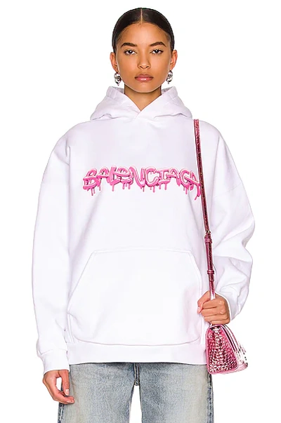 Balenciaga Slime Printed Cotton-blend Jersey Hoodie In White