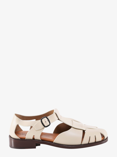 Hereu Pesca Cutout Leather Sandals In White