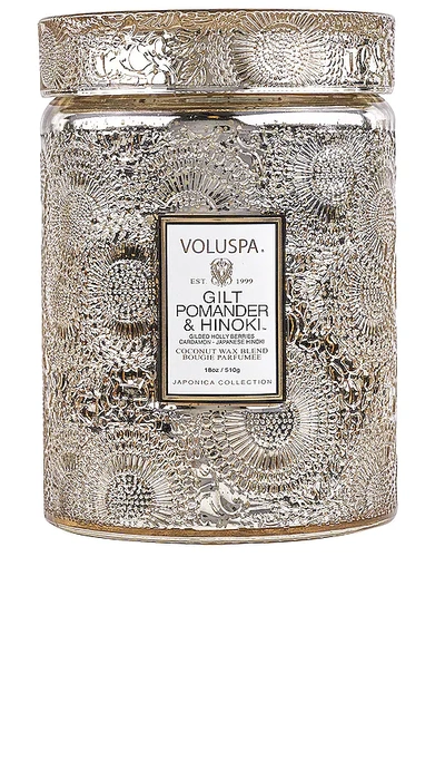 Voluspa Gilt Pomander & Hinoki Large Jar Candle In Warm & Spiced