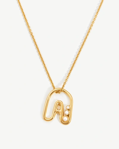 Missoma Chubby Pearl Initial Pendant Necklace In Gold
