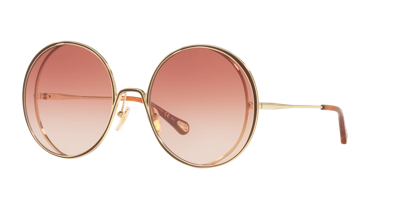Chloé Ch0037s Round-frame Metal Sunglasses In Orange
