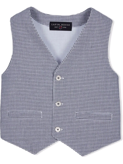 Lapin House Babies' Check Pattern Waistcoat In Blue