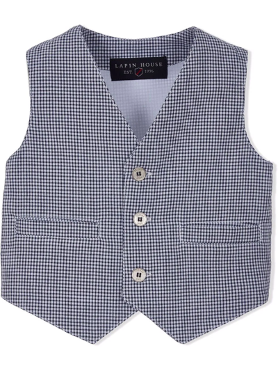 Lapin House Kids' Check Pattern Waistcoat In Blue