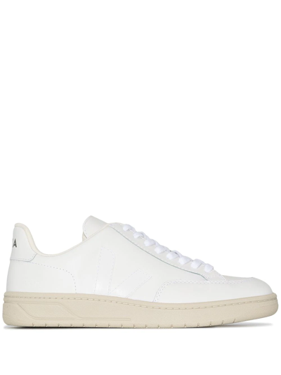 Veja White V-12 Low Top Leather Sneakers