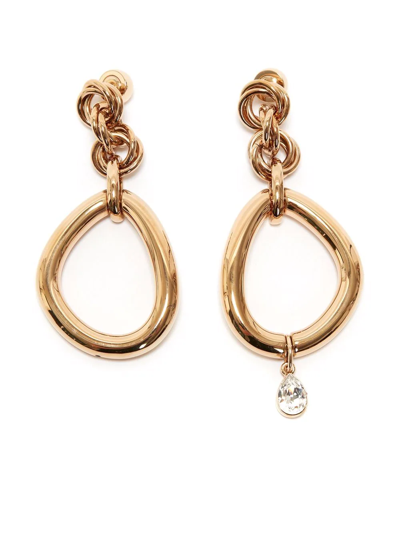 Jw Anderson Crystal-embellished Mismatch Earrings In Gold