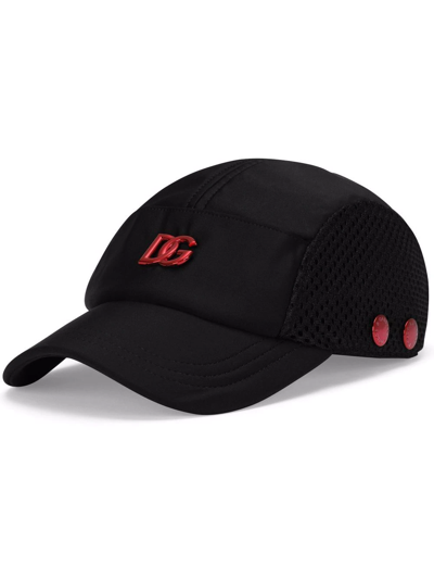 Dolce & Gabbana Nylon Baseball Cap With Dg Patch In Black