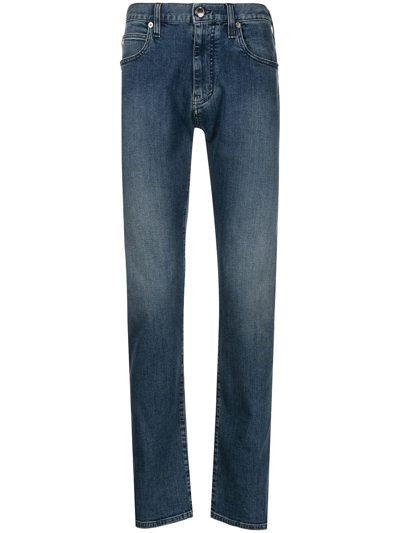 Emporio Armani Mid-rise Slim-fit Jeans In Blue