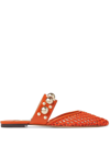 Jimmy Choo Basette Raffia And Nappa Leather Mules In Orange