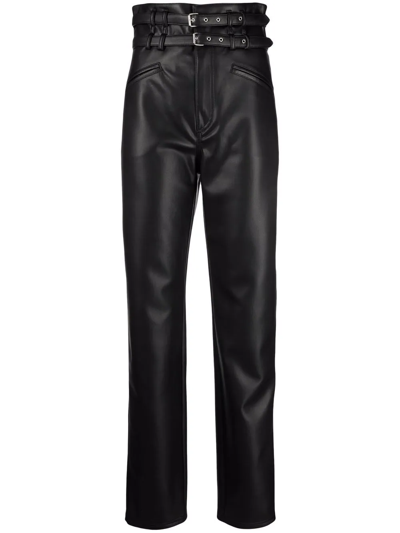 Philosophy Di Lorenzo Serafini High-waisted Leather-effect Trousers In Nero