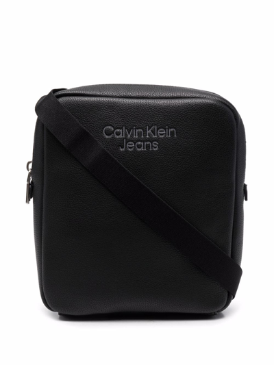 Calvin Klein Jeans Est.1978 Micro Pebble Reporter Shoulder Bag In Black