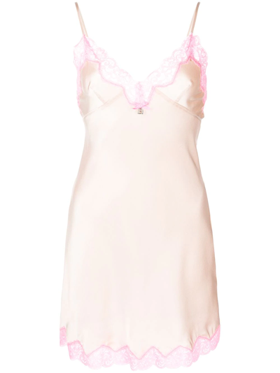 Alexander Wang Women's Lace Silk Mini Slip Dress In Pink