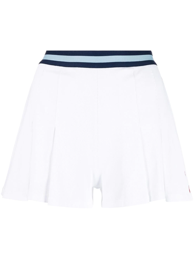 The Upside Ace Jaynee Striped Pleated Ribbed Stretch-jersey Tennis Skirt In White