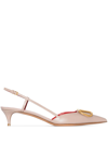 Valentino Garavani Women Vlogo Signature Leather Slingback Pumps In Neutrals