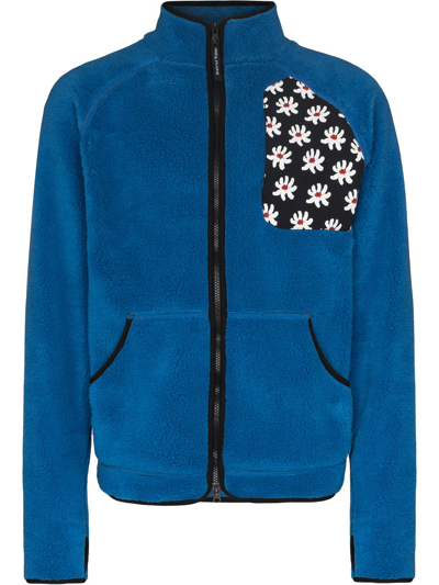 District Vision Greg Shell-trimmed Fleece Running Jacket In Blue