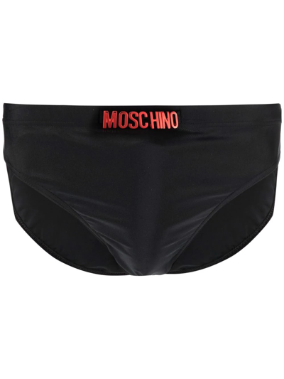 Moschino Logo-lettering Swimming Trunks In Black