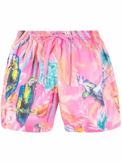 Moschino Graphic-print Swim Shorts In Pink