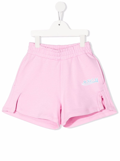 Msgm Kids' Logo-print Bermuda Shorts In Pink