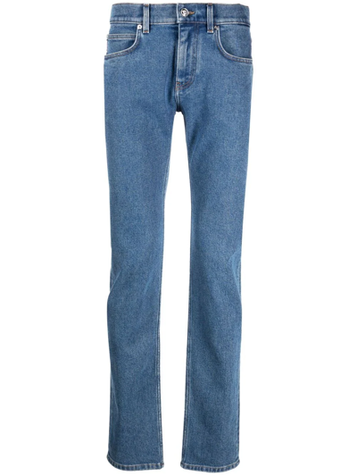 Versace Straight-leg Greca-print Jeans In Blue