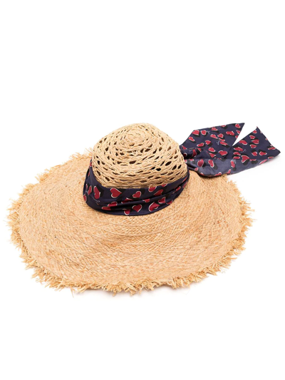 Pre-owned Gucci 2010s Scarf-trim Straw Hat