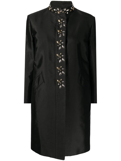 Pre-owned Louis Vuitton 2010s  Gem-embellished Silk Coat In Black