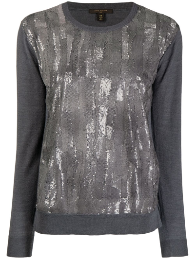 Pre-owned Louis Vuitton 2010s  Sequin-embellished Jumper In Grey