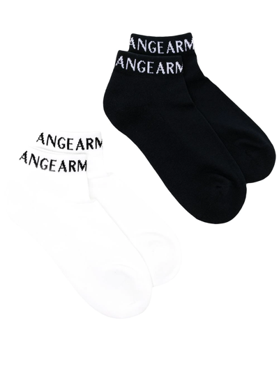 Armani Exchange Logo-intarsia Ankle Socks In Navy Blue